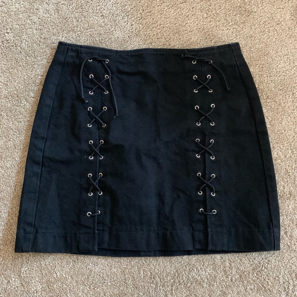 Black denim skirt